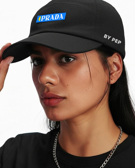 PRADA BY PEP — BLACK 5 PANEL CAP
